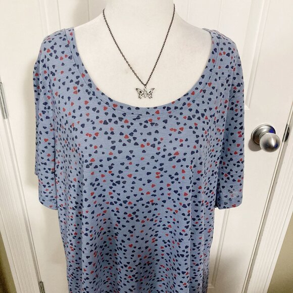 PENNINGTON'S Plus-size blue and red heart print t-shirt ~ XXL 2X XXXL 3X top tee - Picture 3 of 12